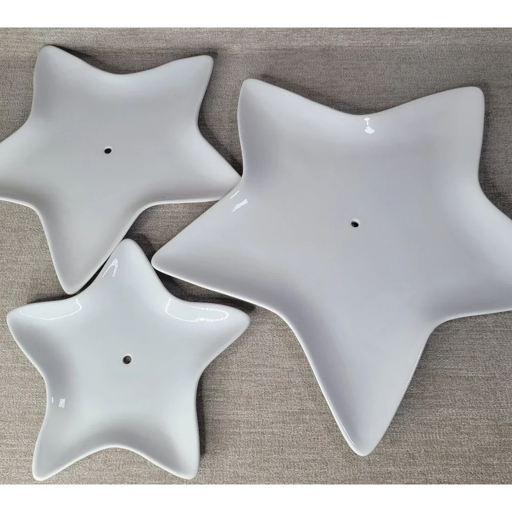 Pottery Barn Three Tier White Star Plate Stand Dessert Tea Tray 14